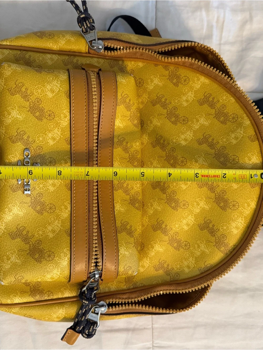 Coach Yellow Signature Compact Backpack with Tan Trim